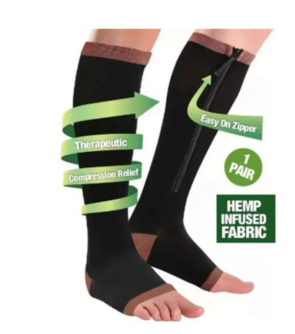 Zip-Up Compression Socks - Instant Relief for Swollen Legs & Circulation